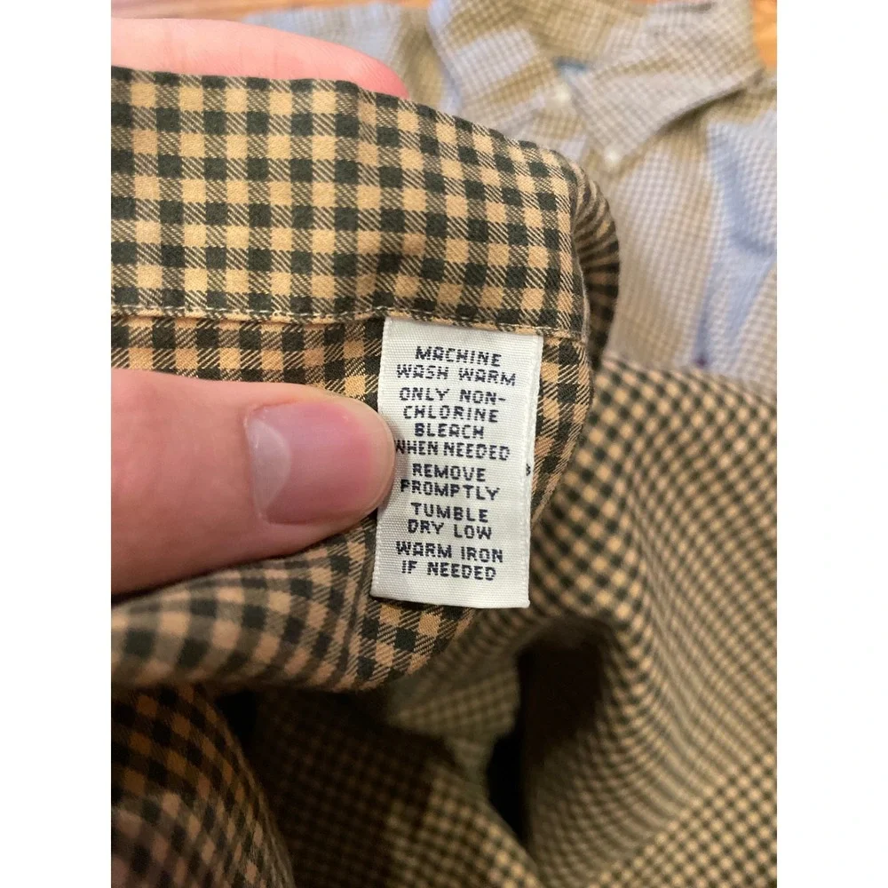 Ralph Lauren Mens Button Down Shirt XL 24 PTP Green Tan Gingham Classic Fit Logo - Picture 6 of 9